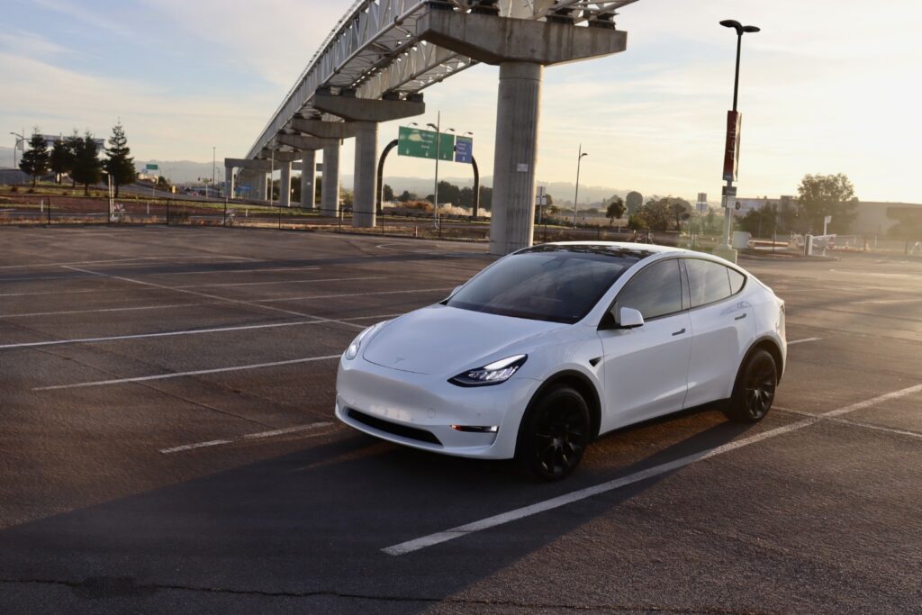 Tesla Model Y bridge white